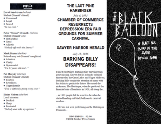 The Black Balloon: A Hunt for Bump in the Dark RPG Image