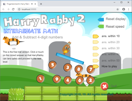 HarryRabby2 Add and Subtract 4 Digit Numbers FREE Game Cover