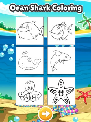 Shark in ocean coloring book games for kids Image