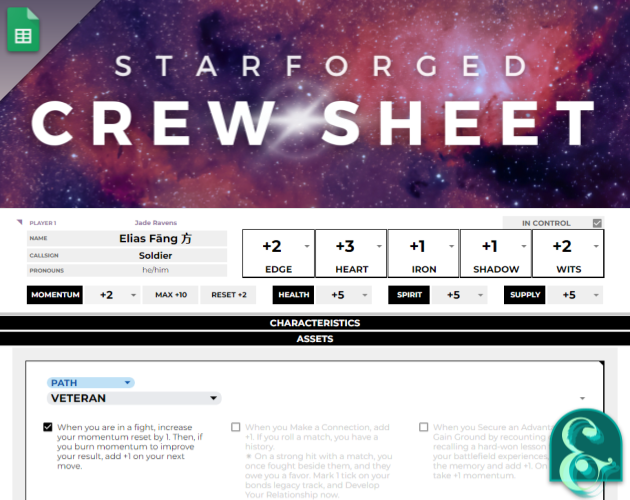 Games like Starforged Crew Sheet