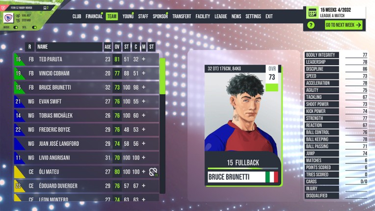 Rugby Tycoon Rugby Rovigo Delta screenshot