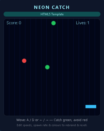Neon Catch – HTML5 Template (Rebrand & Resell) Image