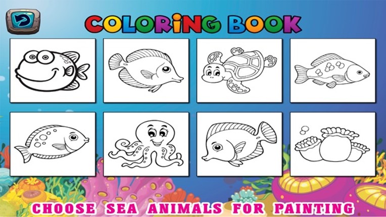 Sea Animals Kids Coloring Pages - Vocabulary Games Image