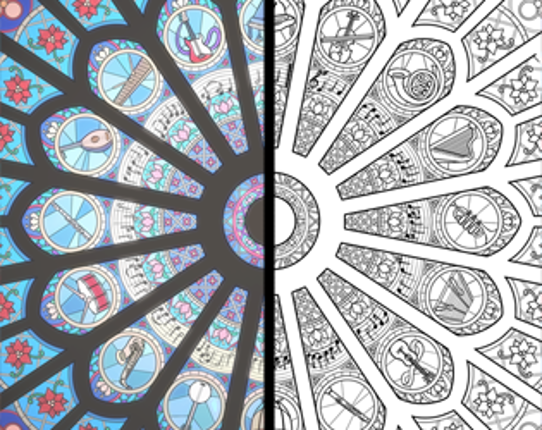 Stained Glass: Music (Artwork & Coloring Page) Image