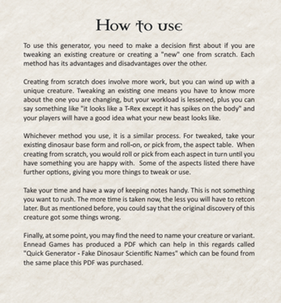 Creature Description Generator - Volume #11 Dinosaurs Image