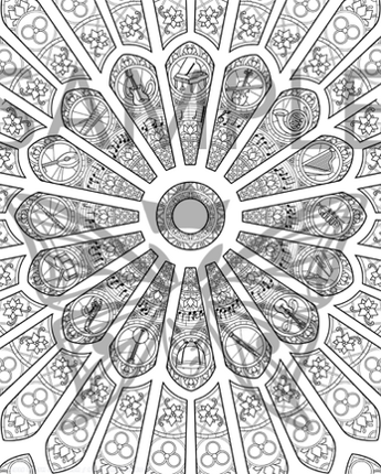 Stained Glass: Music (Artwork & Coloring Page) Image