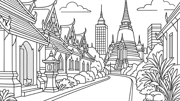 100 Cats Lost in Thailand Find & Color screenshot