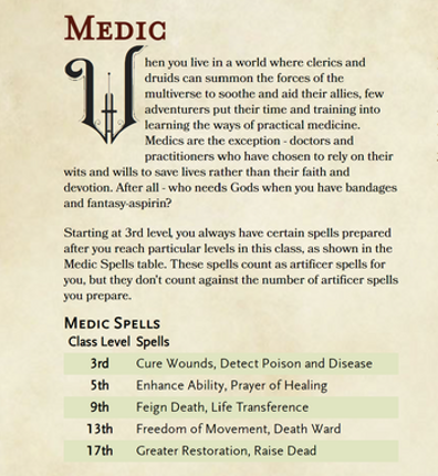 Artificer Subclass - The Medic (D&D 5e) Image