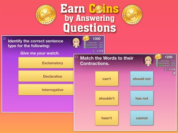 4th Grade Grammar - English grammar exercises fun game by ClassK12 [Lite] screenshot