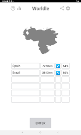 Worldle - Daily country guess screenshot