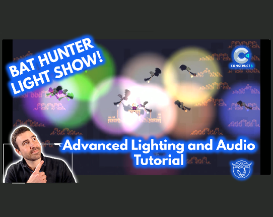 Bat Hunter Light Show! Advanced Lighting and Audio Construct 3 Tutorial Game Cover