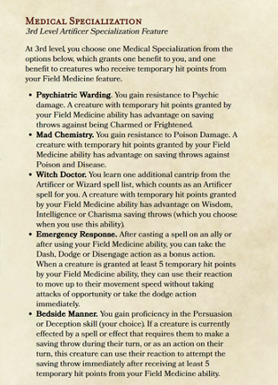 Artificer Subclass - The Medic (D&D 5e) screenshot