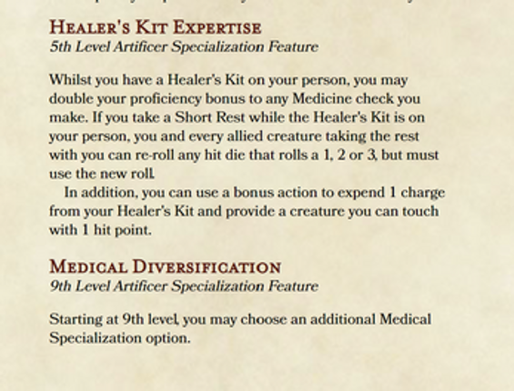 Artificer Subclass - The Medic (D&D 5e) Image
