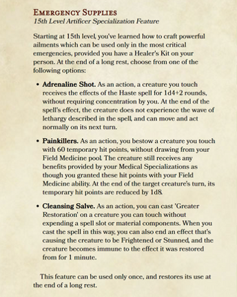 Artificer Subclass - The Medic (D&D 5e) screenshot