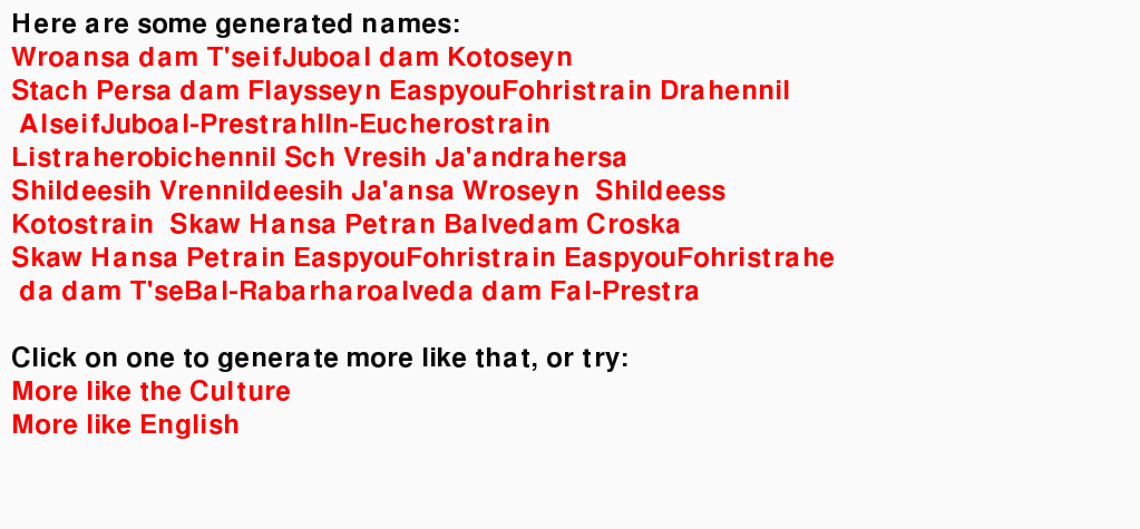 Games like Culture Name Generator