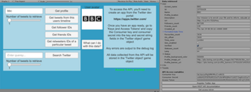 Twitter REST API tools for Unity screenshot