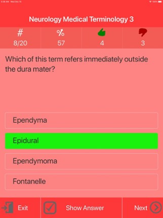 Neurology Medical Terms Quiz screenshot
