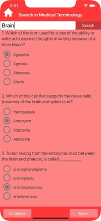 Neurology Medical Terms Quiz screenshot