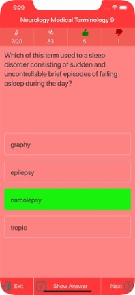 Neurology Medical Terms Quiz Image