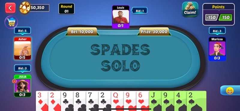 Bid Whist Spades Classic Games screenshot