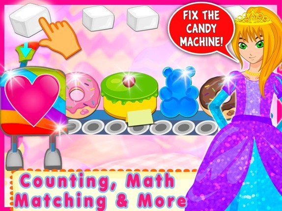 Valentine's Princess Candy Kitchen -  Educational Games for kids &amp; Toddlers to teach Counting Numbers, Colors, Alphabet and Shapes! screenshot