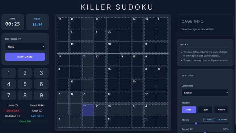 Endless Killer Sudoku screenshot