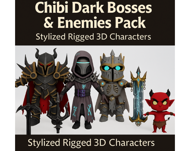 Games like ️ Chibi Dark Bosses & Enemies Pack – Stylized Rigged 3D Characters