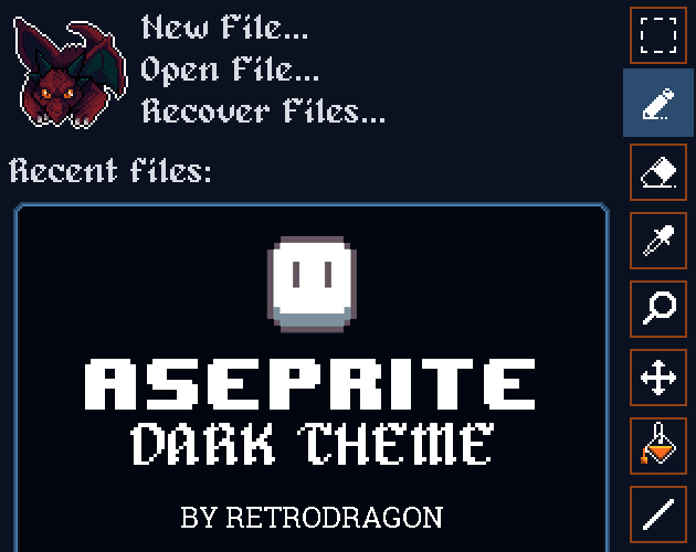 Games like Aseprite - RetroDragon Dark Theme