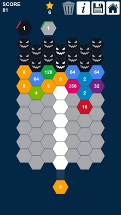 2048 Hexa Monsters Attack: Shoot n Merge Numbers Image