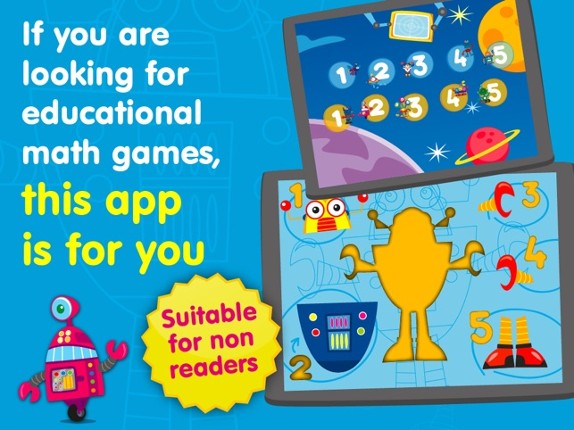Robots & Numbers - games to learn numbers and practice counting, sums & basic maths for kids and toddlers (Premium) screenshot