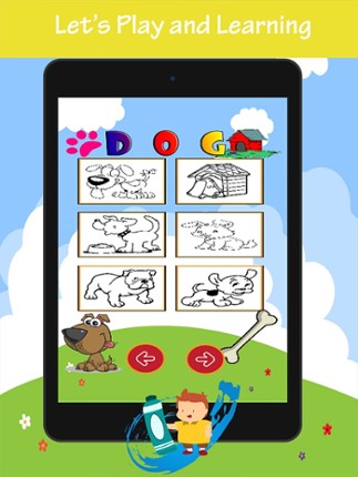 Dog Coloring Book For Kids: Drawing &amp; Coloring page games free for learning skill screenshot