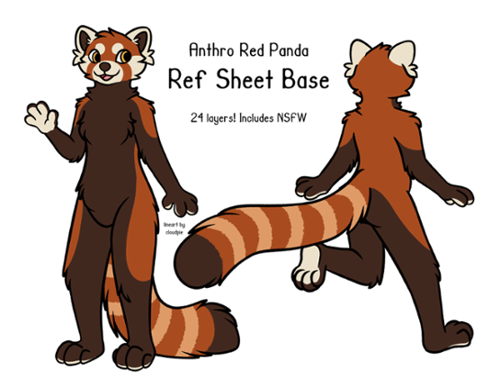 Anthro Red Panda Reference Base Image