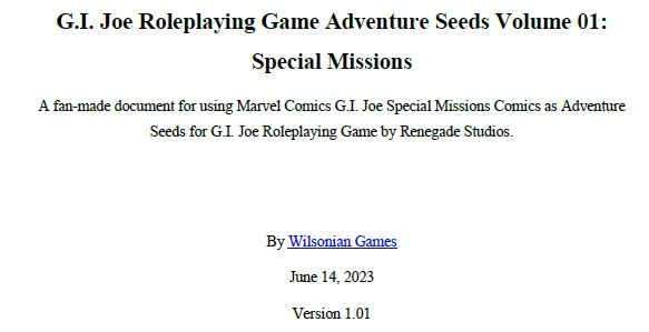 Games like G.I. Joe RPG Adventure Seeds Volume 01 Marvel Special Missions