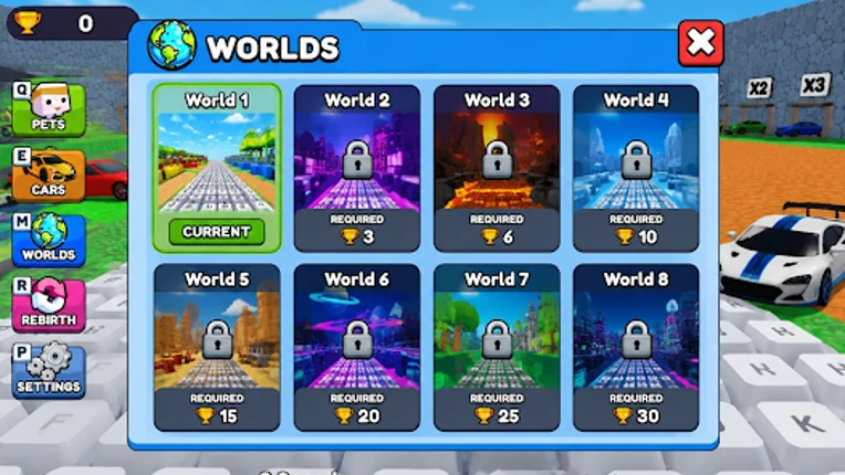 Obby Supercar Race Keyboard screenshot