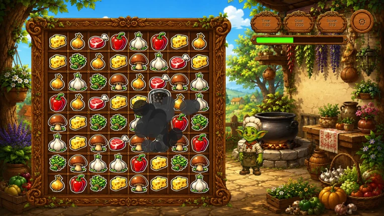 Goblin and Recipes: Match-3 Adventure screenshot