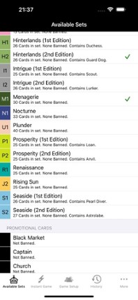 Dominion Card Randomiser screenshot