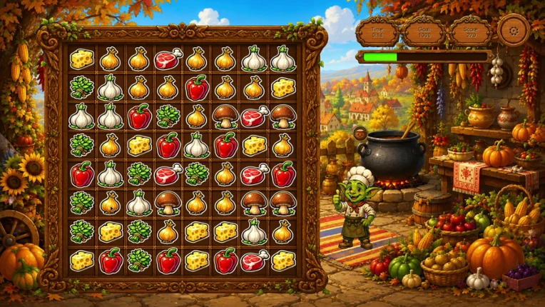 Goblin and Recipes: Match-3 Adventure screenshot