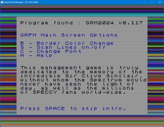 Spectrum Grass Roots Manager 0.23 Beta Game Cover