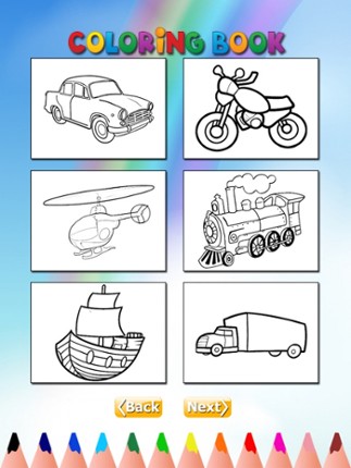 Vehicle Coloring Book Free Game for Children Image