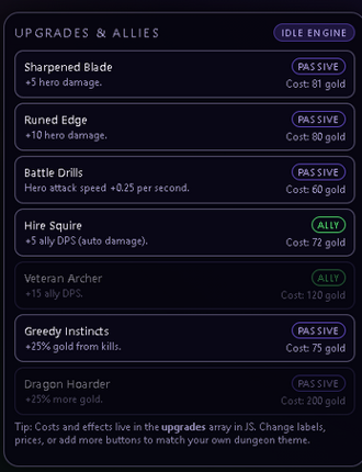 Idle Dungeon Fighter – HTML5 Idle Dungeon Template (Rebrand & Resell) Image