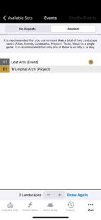 Dominion Card Randomiser screenshot