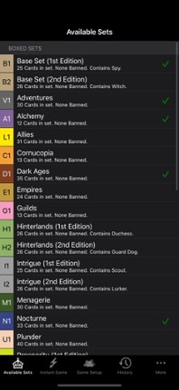 Dominion Card Randomiser screenshot