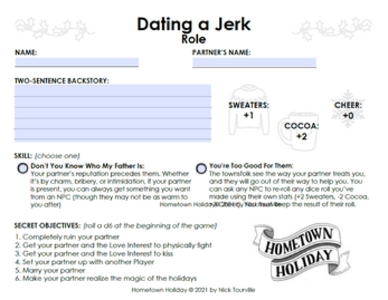 Hometown Holiday Character Sheets Image