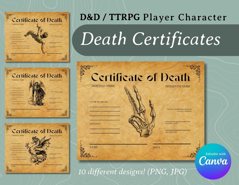 Games like TTRPG Character Death Certificates