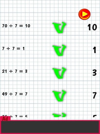 Division Tables Math screenshot