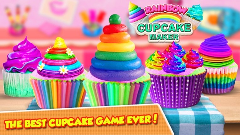 Cooking Colorful Cupcakes Game! Rainbow Desserts Image