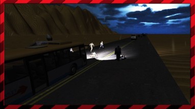 Bus driving getaway on Zombie highway apocalypse Image