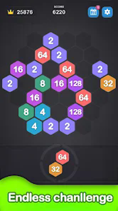 2048 Hexagon-Number Merge Game screenshot
