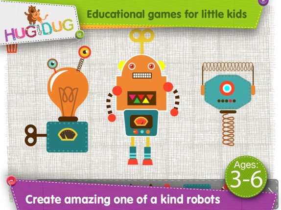 HugDug Robots - Little kids and toddlers build amazing robots and crazy machines screenshot