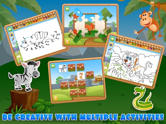 4 in 1 Fun Zoo Games Free - Learning &amp; Educational Activities App for Kids &amp; Toddlers screenshot